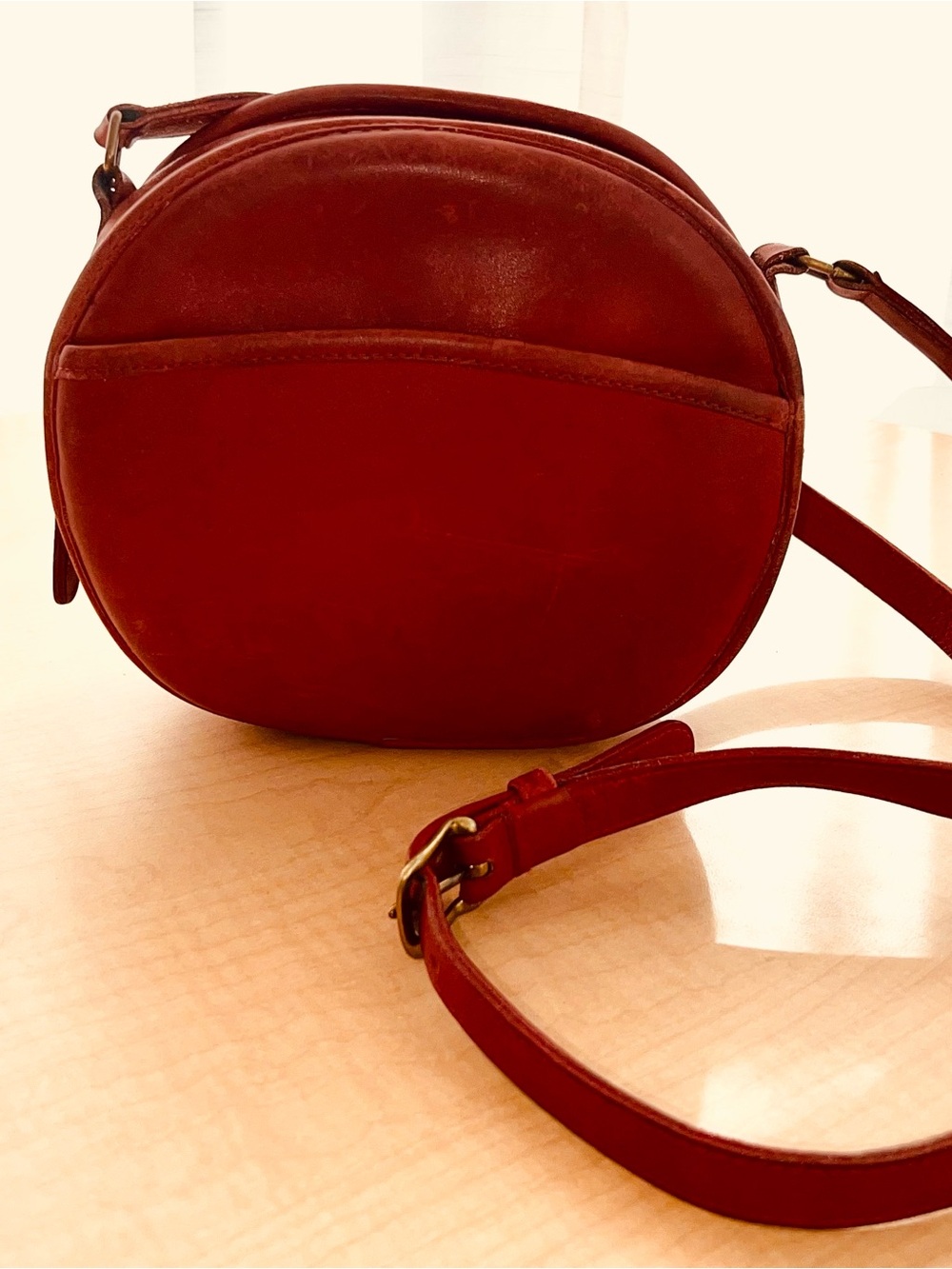 Vintage 1990 Coach Round Crossbody Bag in Red